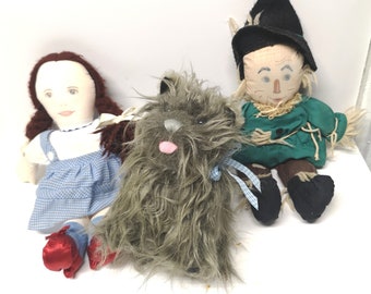 Peluche vintage de Dorothy Espantapájaros de 33 cm y peluche de Toto de 23 cm de El Mago de Oz