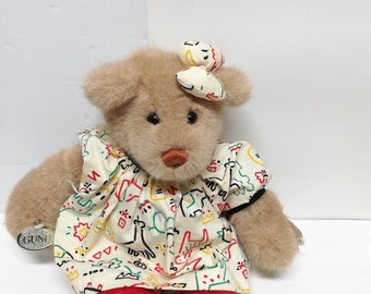 NWT 1990 Vintage Beartots by GUND Brown Plush Bear with dress 14