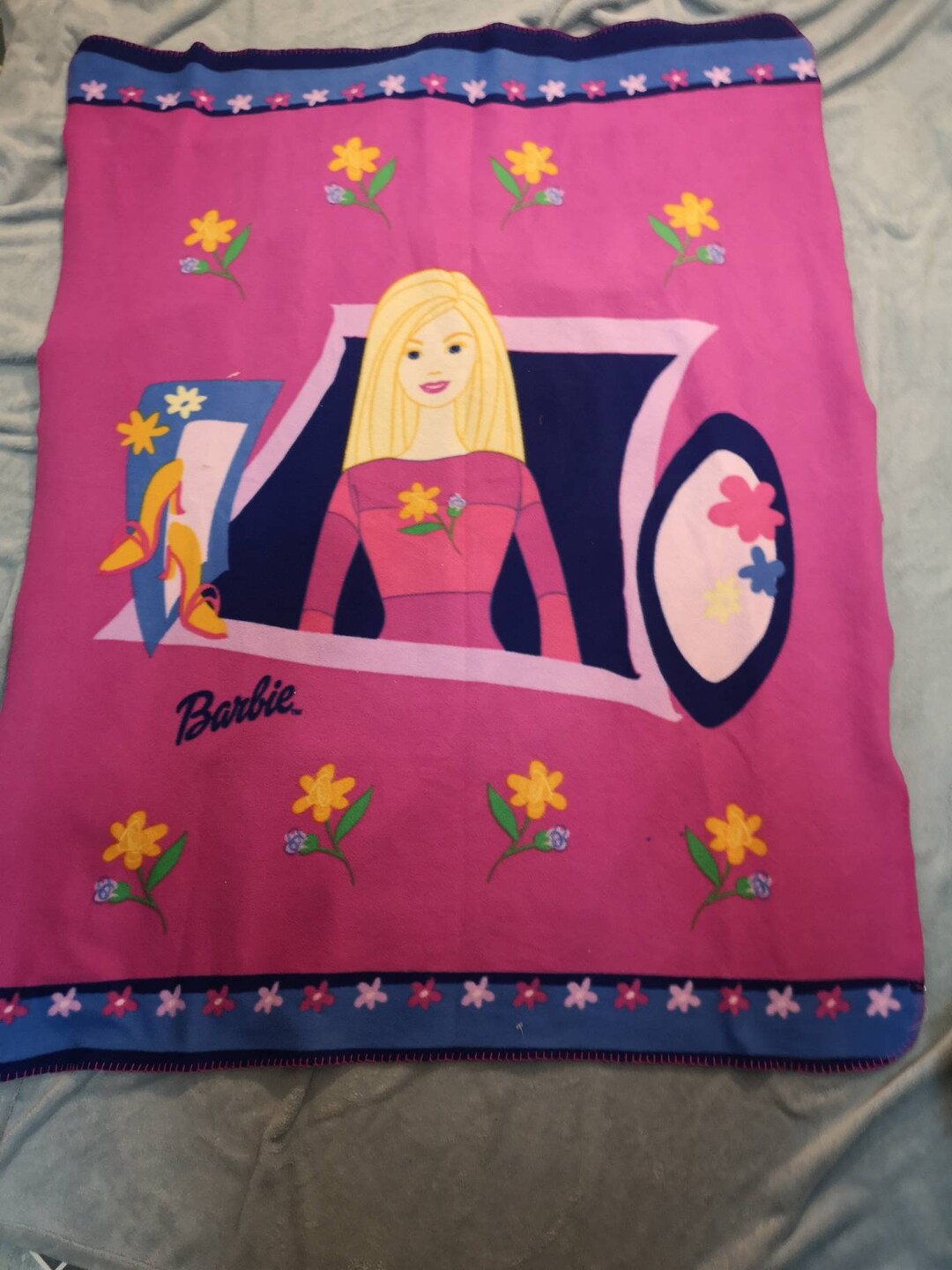 1970's Barbie Doll Clothes Case Fleece Blanket by Donna Wilson - Pixels