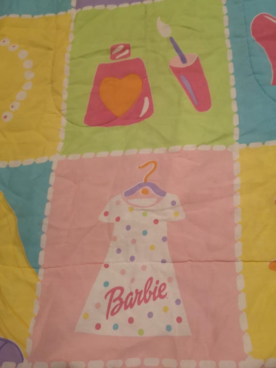 バービープリント掛け布団ヴィンテージ Vintage 1999 Barbie Reversible Comforter 88