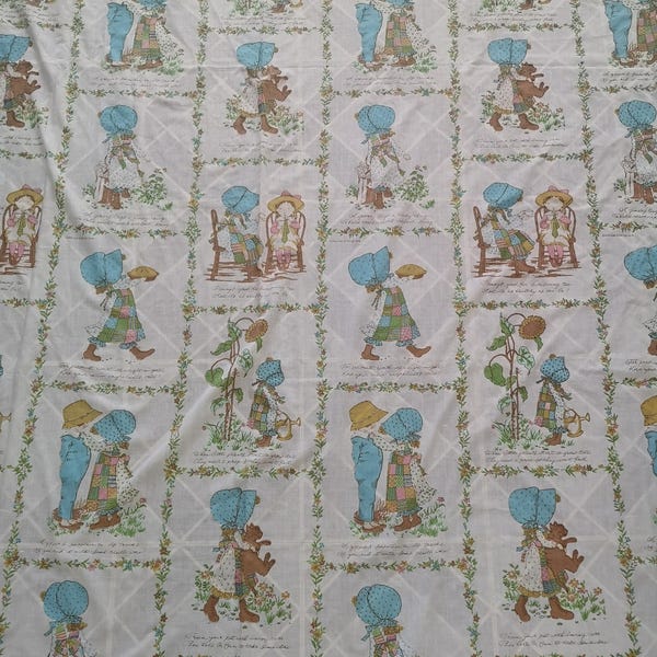 Vintage RARE Holly Hobbies Twin Flat Sheet 65" x 98"