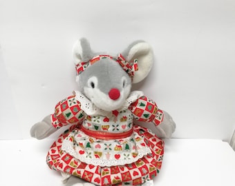 Vintage Christmas Mouse Plush 17"