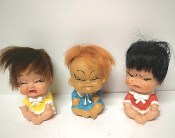 Vintage 1960s Moody  Cutie Dolls  3 1/2" Lot Of 3