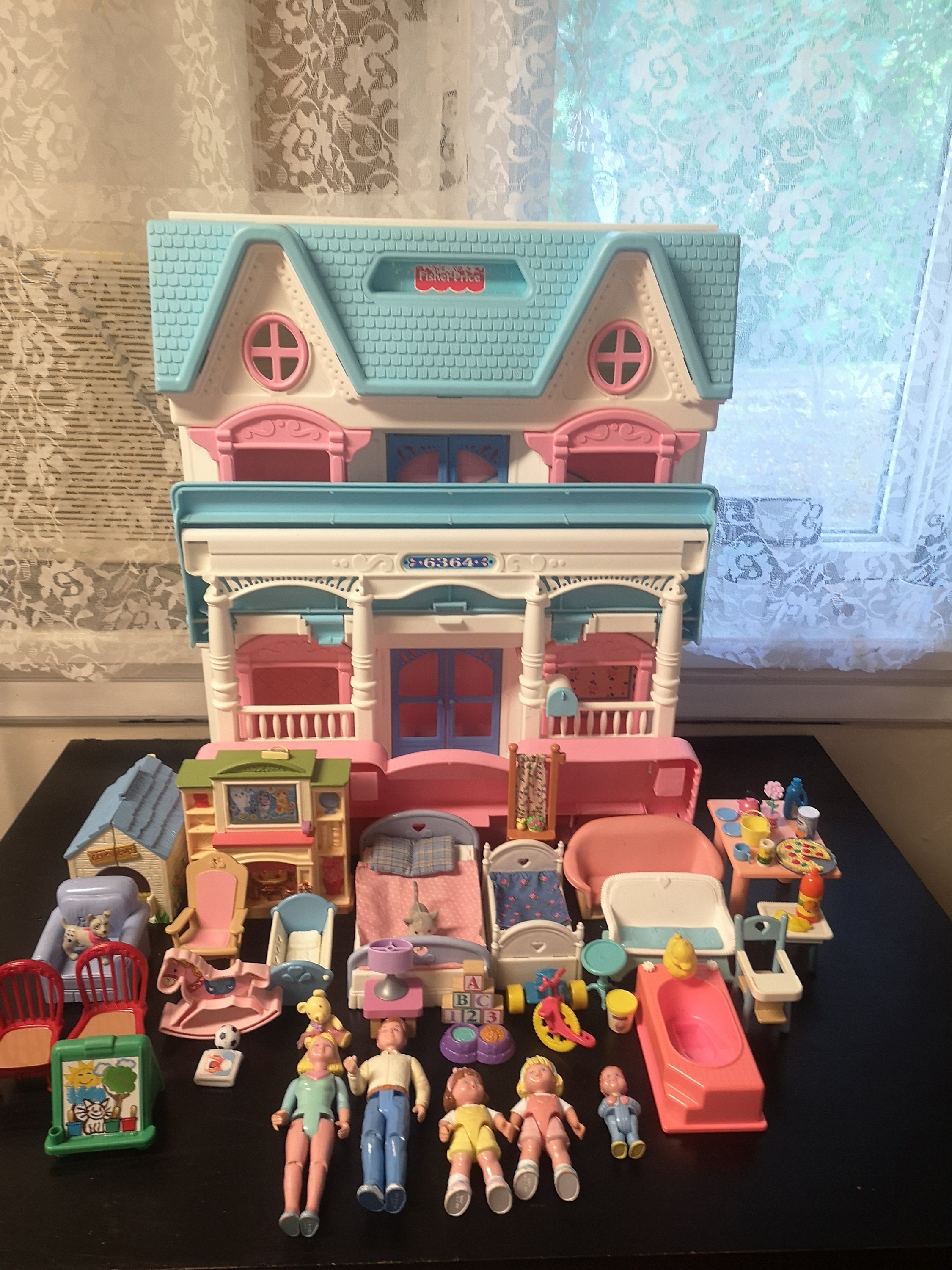 Vintage Fisher Price Loving Family Dollhouse and Accessories 