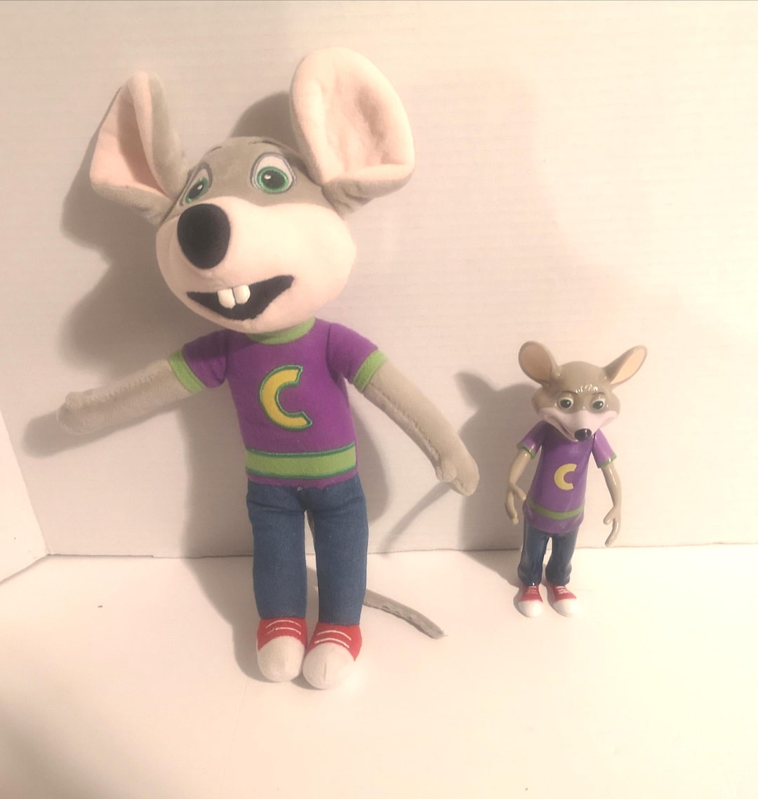 Vintage Chuck E Cheese Plush 13" and Plastic Figure 7" - Etsy