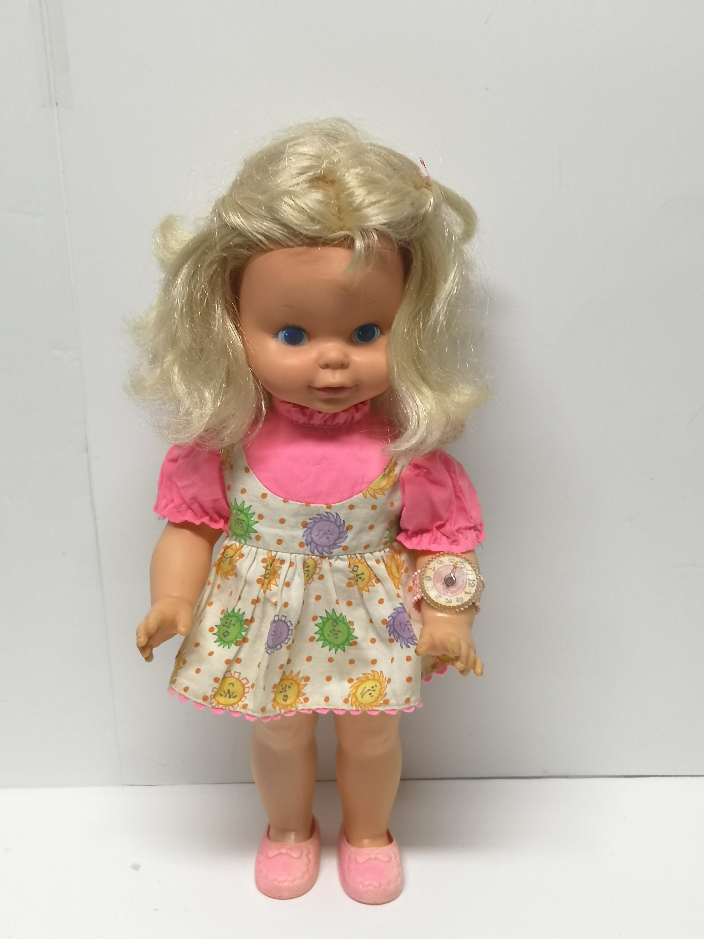 Vintage Mattel Timey Tell Doll 1964 Wearing Original Dress Watch and Shoes Pullstring Does Not Work Etsy