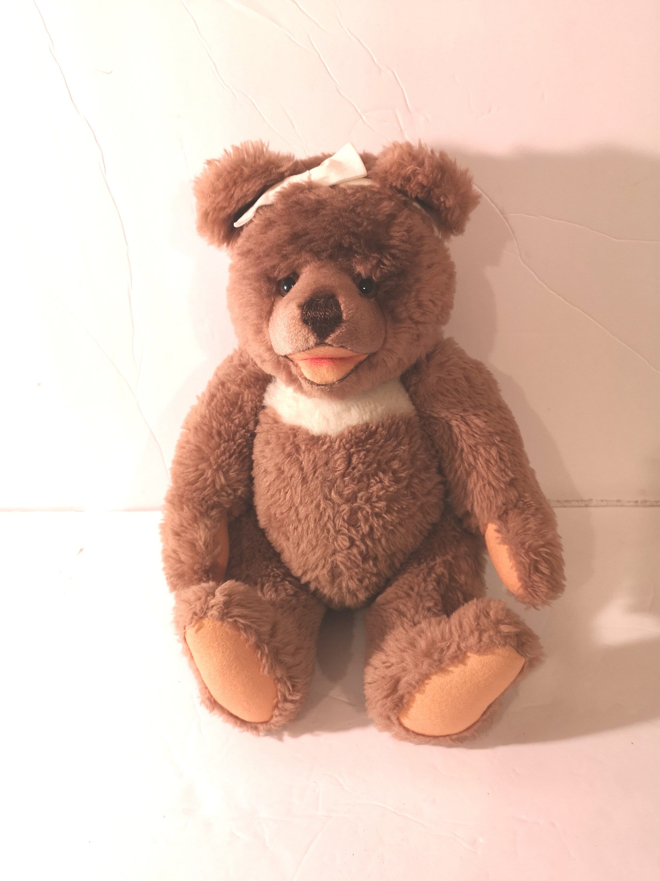 Vintage Teddy Bear Plush With Open Mouth and Movable Arms and Legs