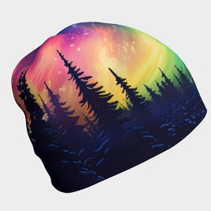 Northern Lights/Aurora Borealis Forest Scenic Hat/toque/Beanie