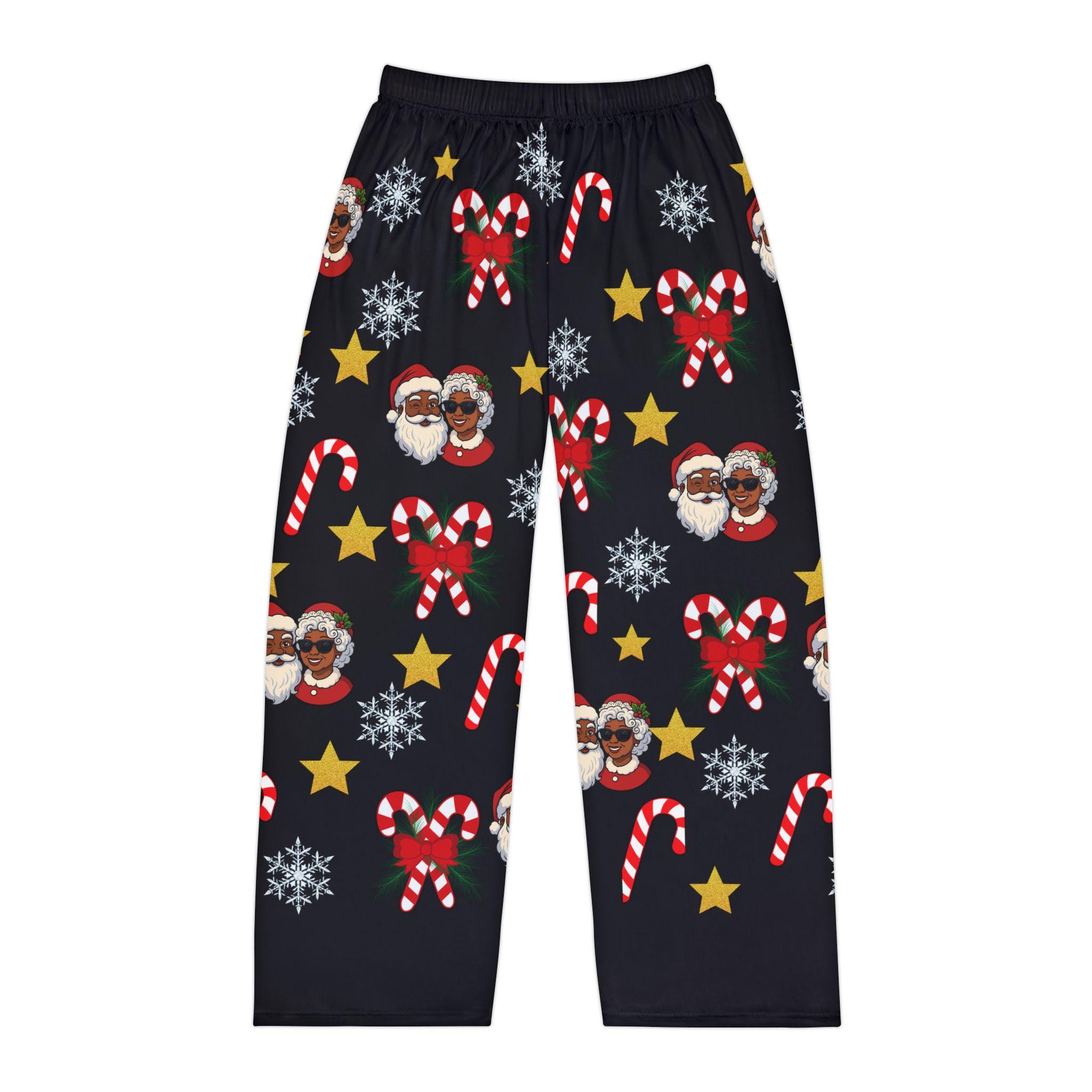 Men's Black Santa Christmas Pajama Lounge Pants: Holiday PJs