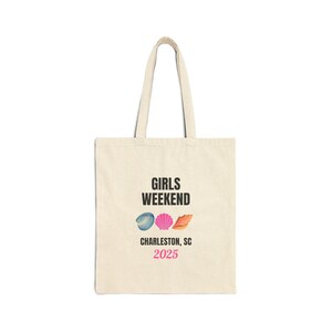 Girls Weekend Tote | Charleston SC 2025 | Beach Trip Bag with Sea Shells | Custom Girls Getaway Tote | Personalized Bachelorette Gift