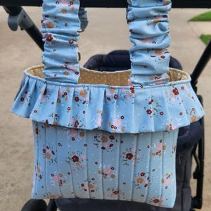 Floral Stroller Caddy: Quilted Cotton Pram Organizer