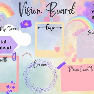 Purple Vision Board Printable Vision Board Kit for Women 2023 Vision Board  for Girls Manifestation Printable Planner Stickers 