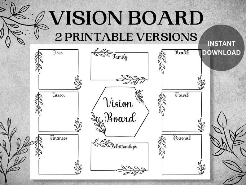 Minimalist Vision Board Printables Dream Board Manifesting - Etsy