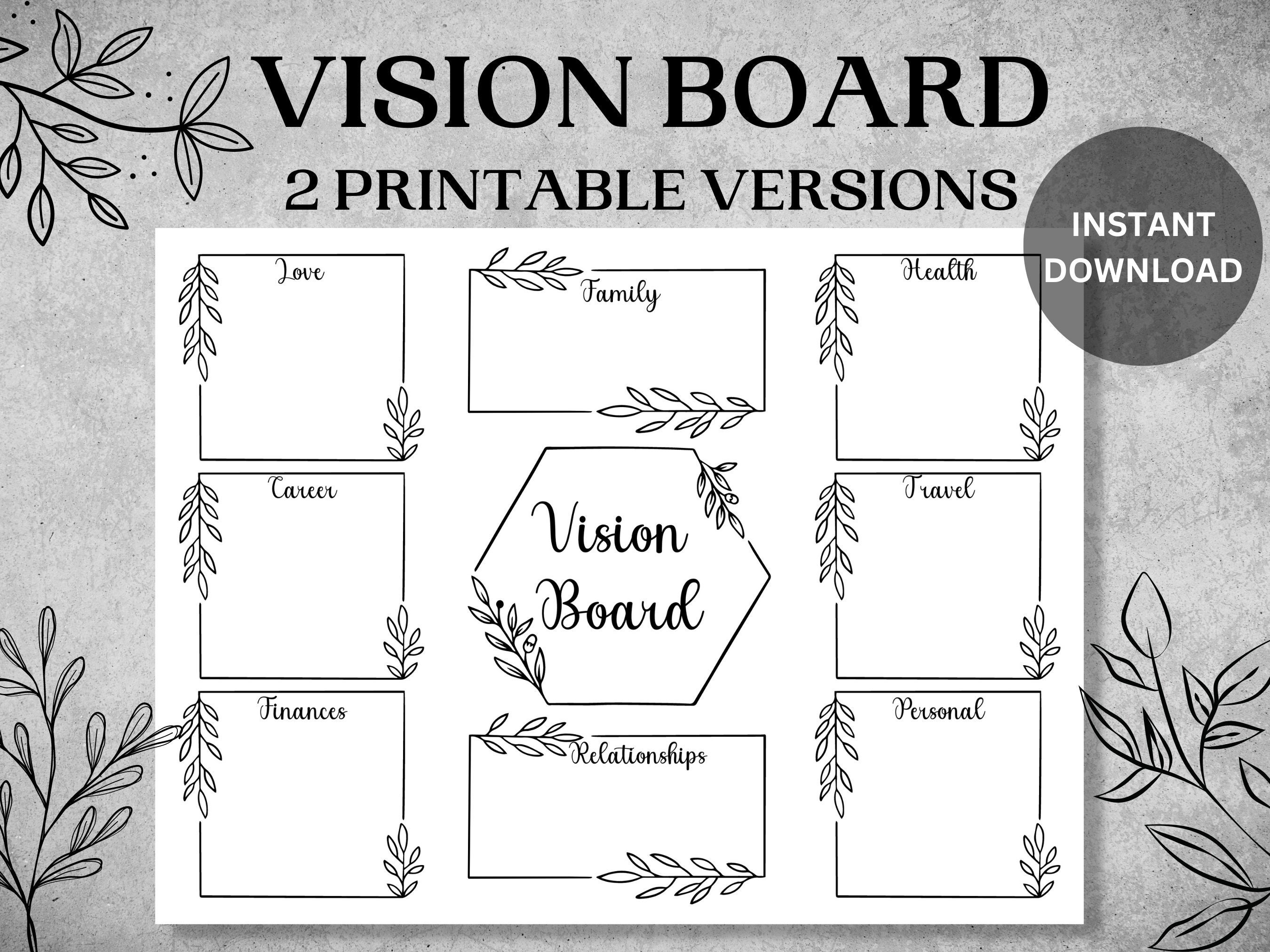 Minimalist Vision Board Printables, Dream Board, Manifesting Digital ...