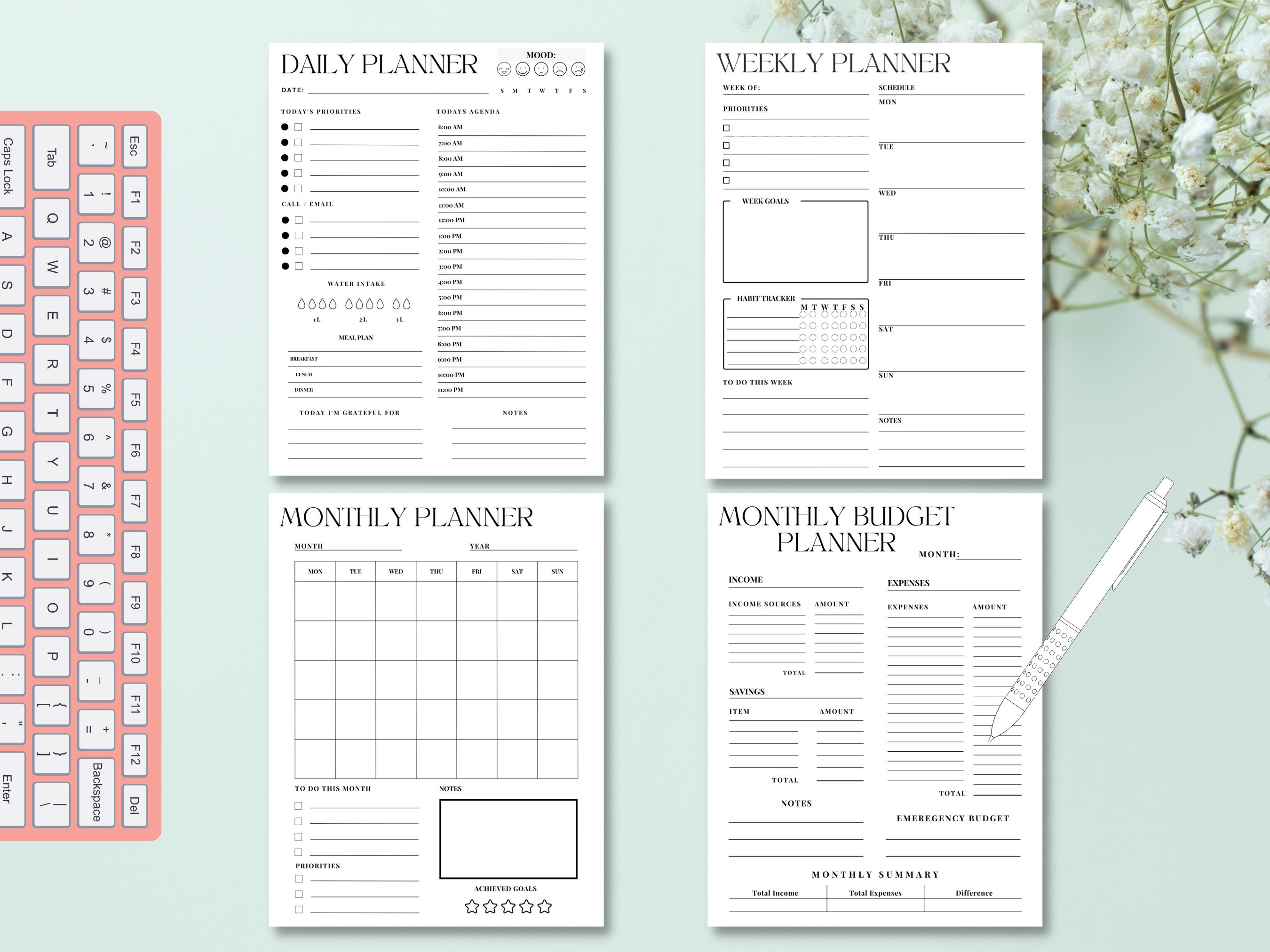 Daily Planner Printable, Weekly Planner, Monthly Planner, Monthly ...