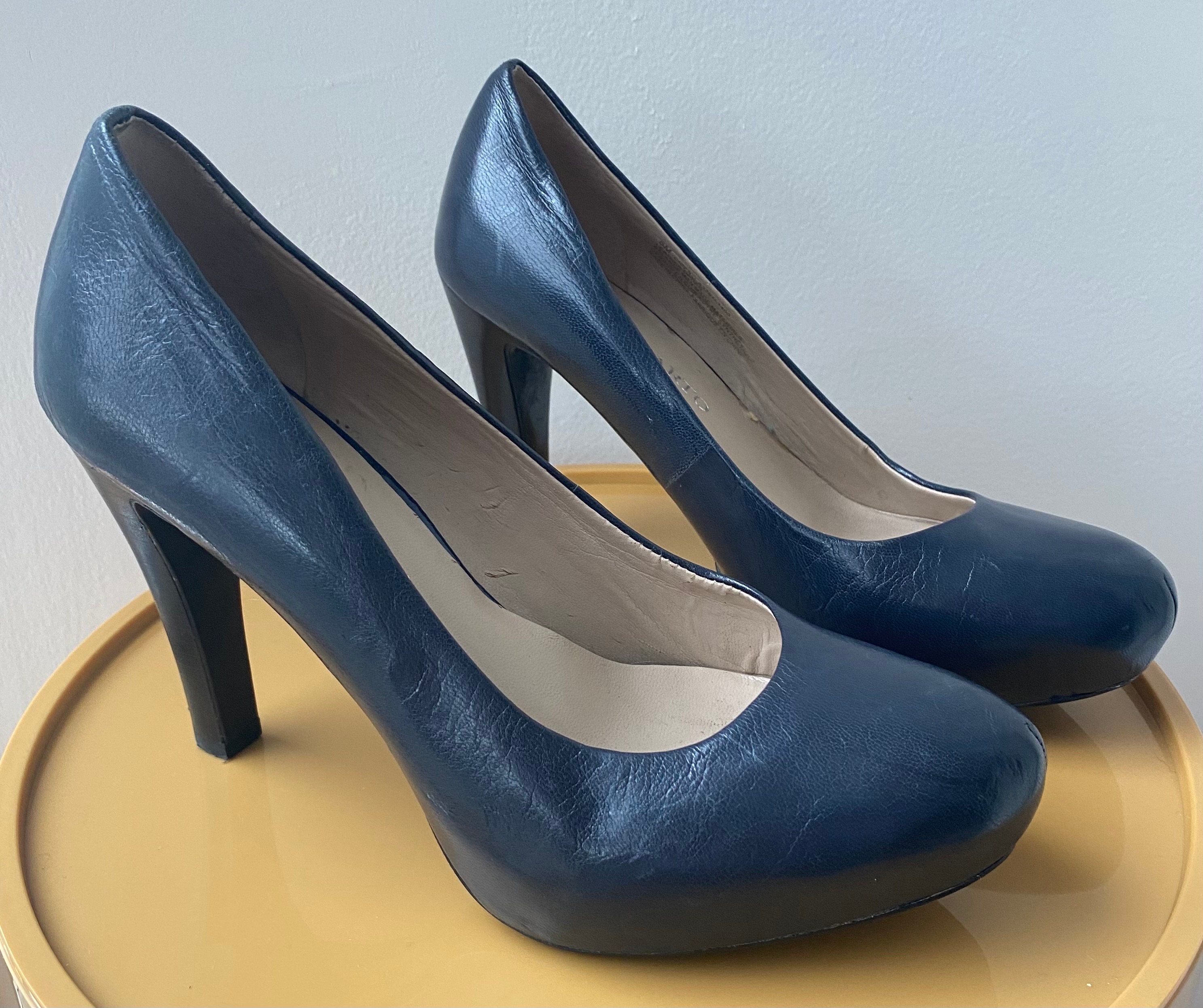 Navy Blue Platform Heels Etsy Canada