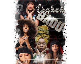 Celebrity T-shirt | Erykah Badu T-shirt | Custom T-shirt | PNG | Template | Backdrop | Background | Canva