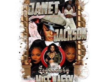 Celebrity T-shirt | Janet Jackson T-shirt | Custom T-shirt | PNG | Template | Backdrop | Background | Canva