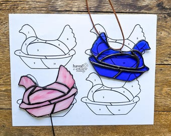 Hen On Nest Stained Glass Pattern - Plant Stakes and Ornaments