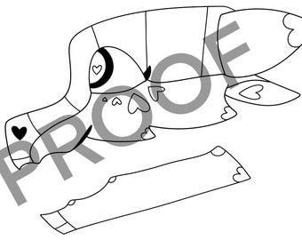 HEART dragon puppet printable PDF—COLOR yourself—Print out and color