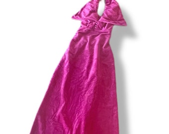 Pink halter 70s vintage maxi dress large collar 1970s long dress womans small XS