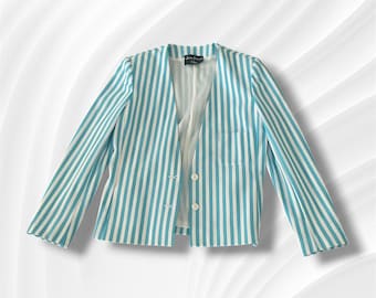 Vintage womens blazer blue and white stripe large 70s - 80s James Kenrob