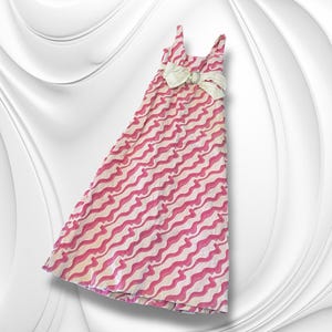 Kiki Hart 70s Pink White squiggle dress vintage maxi dress 1970s long dress womans small