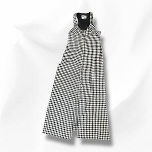 Charm 70&#39;s vintage maxi dress xs women&#39;s dress black and white plaid sleeveless