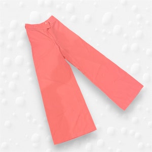 70er Jahre Damen Hose pink lachs Hose extra schmales weites Bein Vintage Retro Hose high waisted XS highwaist