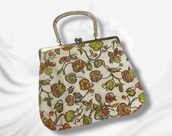 70's vintage fall floral handbag vintage women's purse
