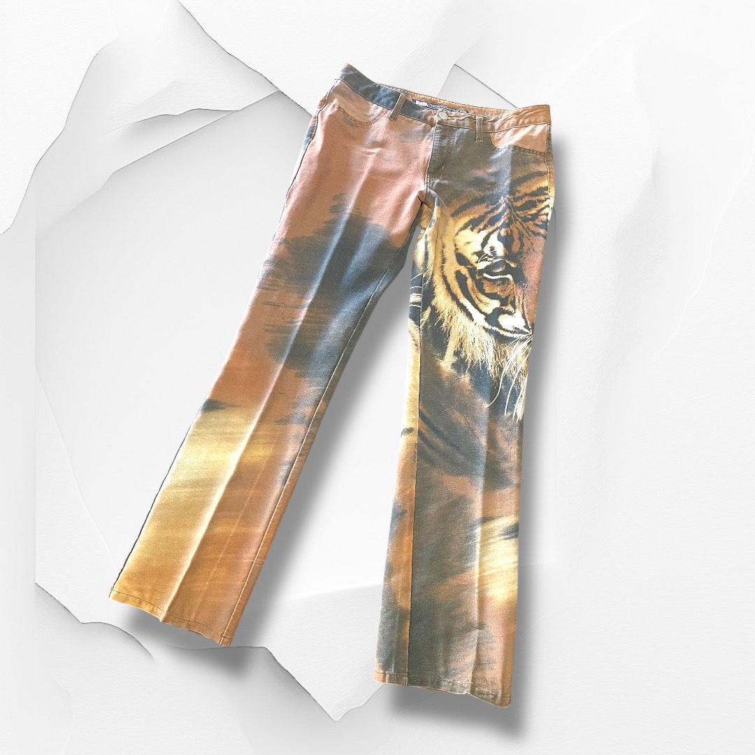 Y2K Vintage Bongo Tiger Pants Size 11 Womens Medium 2000s Boot Cut