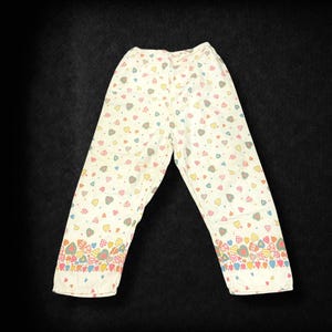 Pantalones de pijama vintage de los años 80 y 90 con forma de corazón, pantalones de pijama casuales pequeños para mujer