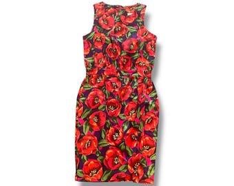 90s Alain Toussaint vintage 90s poppy flower womans small dress