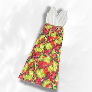 Vintage 60s Floral maxi dress sleeveless vintage gown small womens