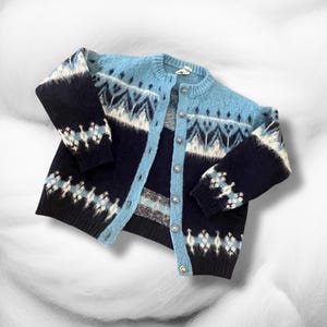 Knitting Mill Hekla 60's vintage long sleeve wool womans  blue sweater small Icelandic sweater