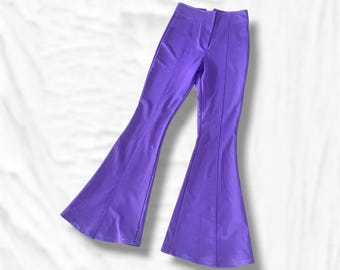 Pantaloni a zampa d'elefante vintage da donna Charades, viola, taglia piccola