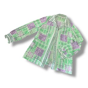 70&#39;s Pykettes womens vintage long sleeve abstract shirt medium