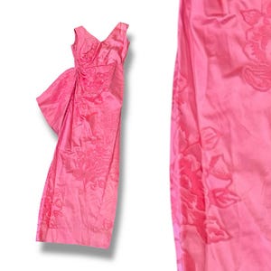 Vestido formal vintage rosa intenso de los años 50, talla XS, sin mangas, para mujer