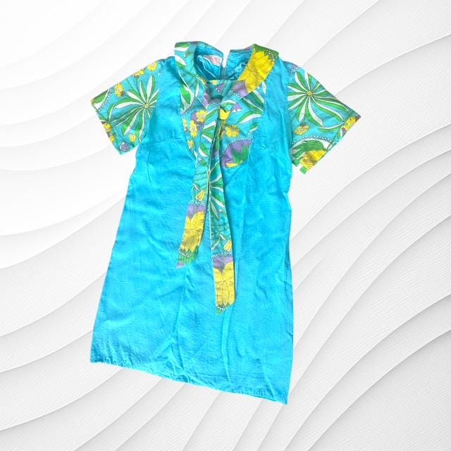 60er Jahre florales Etui Vintage Damen Kleid mit Kragen kleine Mini kurz Ärmel Sears