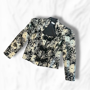 Petra goud en zwart lurex vintage damesblazer uit de jaren 90, groot