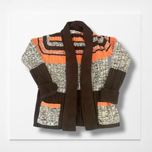 70&#39;s vintage sweater long sleeve womens sweater Ms Today brown orange sweater