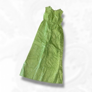 Vintage 60s Green tinsel maxi dress sleeveless vintage gown small womens