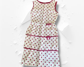 Vintage 50s 60s dress sheath womens vintage small tiered polka dot dress