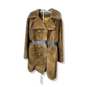 60s 70s vintage teddy bear coat brown womans small vintage winter jacket