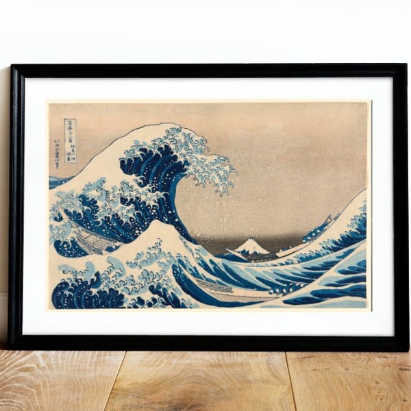 The GREAT WAVE PRINT, Mount Fuji Art, Ukiyoe Print, Digital Printable Japanese Famous Wood Block Ocean Wall Art By Katsushika Hokusai