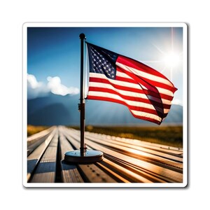 American Flag Soaring Above Majestic Mountains | Scenic Magnetic Flag Magnet Refrigerator USA America 4th of July