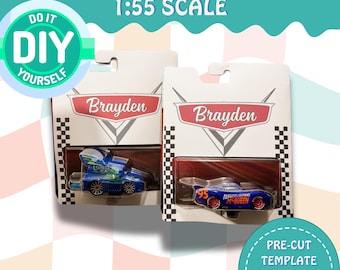 Custom Cars Lightning McQueen Party Favors Pre-Cut Template Packaging Disney Cars Theme Party Personalized Birthday Party Supplies for Kids