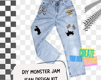 DIY Monster Jam Jean Kit: Iron-On Vinyl & Patches
