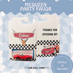 Custom Cars Lightning McQueen Party Favors Pre-Cut Template Packaging Disney Cars Theme Party Personalized Birthday Party Supplies for Kids