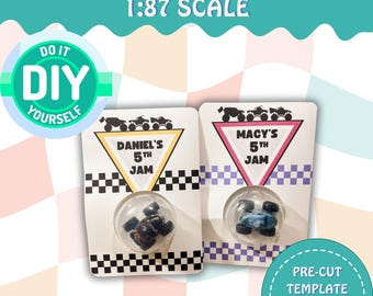 Custom Monster Truck Party Favors Pre-Cut Template Packaging Monster Truck Theme Party Personalized Birthday Gifts & Party Supplies for Kids